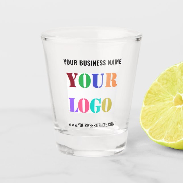 Branded Your Company Logo Text Shot Glass Example (Front)