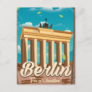 Brandenburg gate ,Berlin cartoon travel poster Postcard