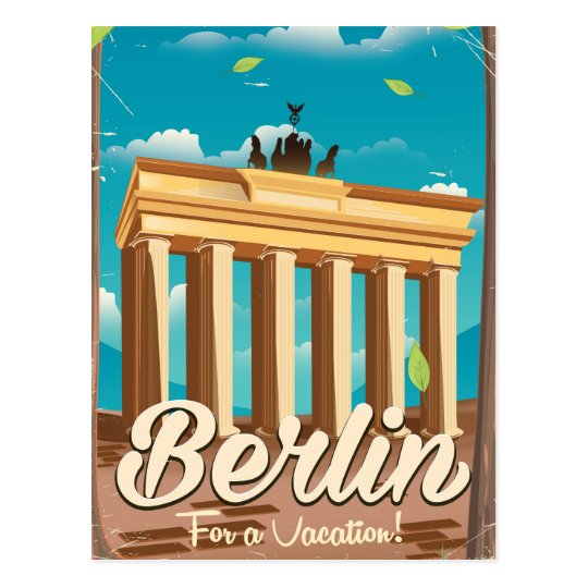 Brandenburg Gate Berlin Cartoon Travel Poster Postcard Zazzle Com Au