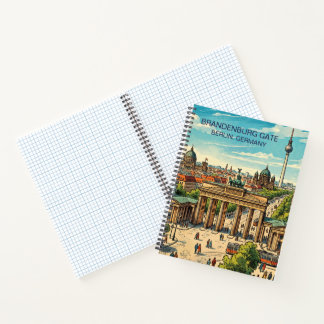 Brandenburg Gate Berlin Travel Art Vintage Notebook