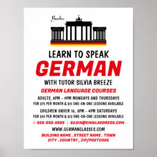 Brandenburg Gate, German Language Course Advert Poster