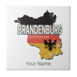 Brandenburg Germany Retro State Map Vintage Ceramic Tile