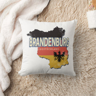 Brandenburg Germany Retro State Map Vintage Cushion