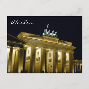 brandenburg night berlin postcard