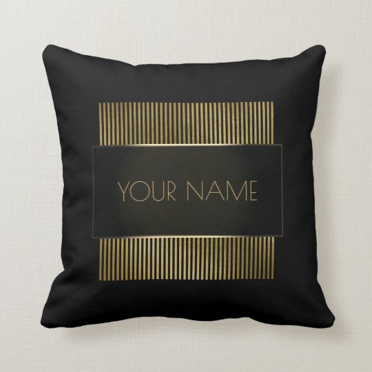 Branding Black Gold Minimal Name Geometry Luxury Cushion