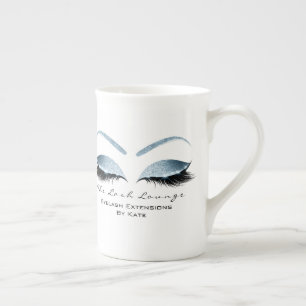 Branding Lashes Extension Beauty Studio Blue Glitt Bone China Mug