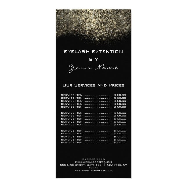 Branding Price List Lashes Beauty Makeup Hairdress Rack Card (Back)