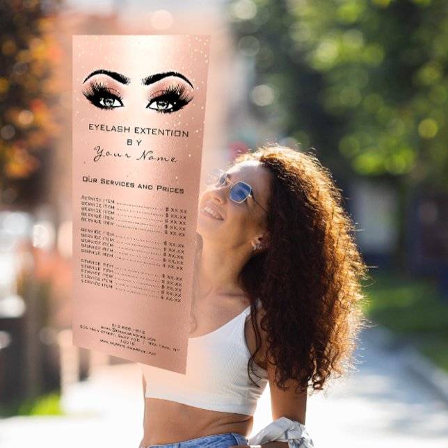 Branding Price List Lashes Extension Peach Spark Rack Card (Branding Price List Lashes Extension Peach Spark Rack Card)