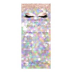 Branding Price List Lashes Eyes Drips Holographic Rack Card
