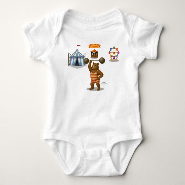 Brandon, circus strong-bear baby bodysuit (Front)