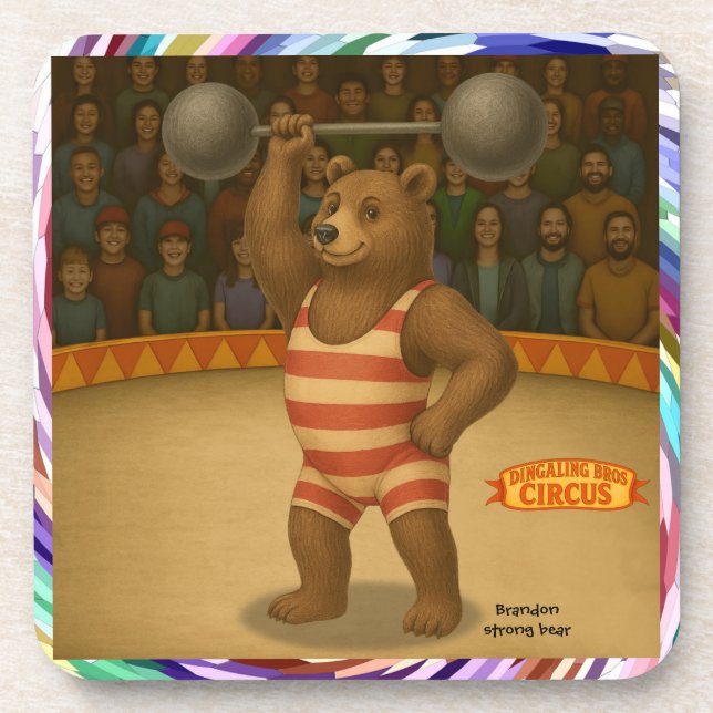 Brandon, circus strong bear coaster (Front)
