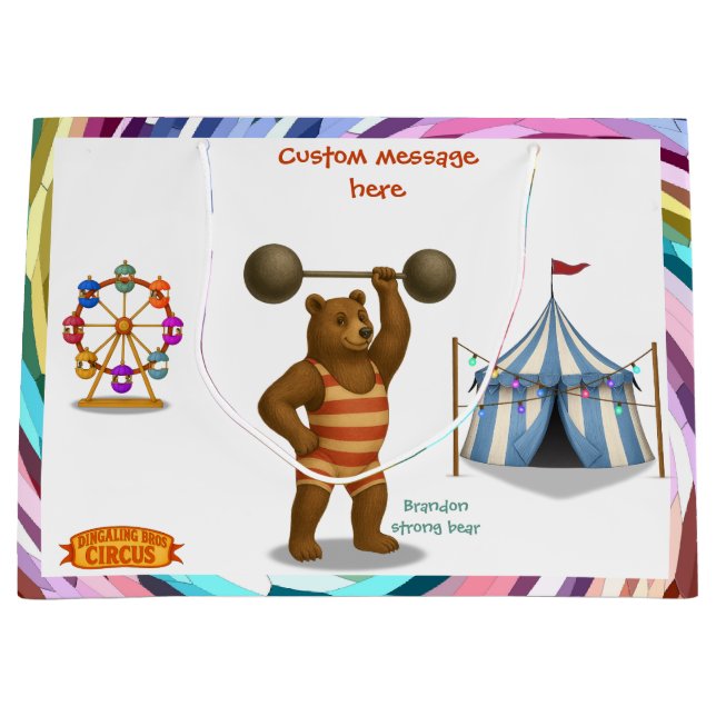 Brandon, circus strong bear large gift bag (Front)