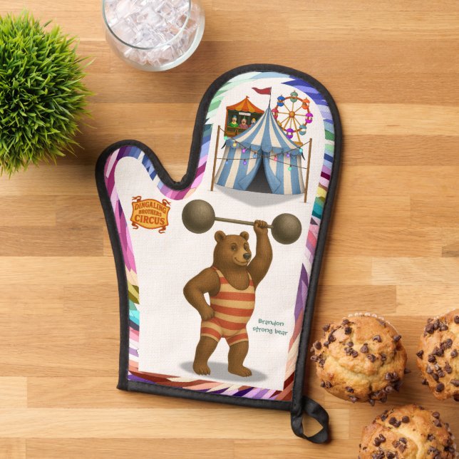 Brandon, circus strong bear oven mitt (Top down)
