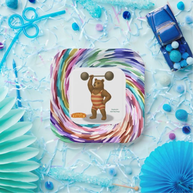 Brandon, circus strong bear paper plate (Party)