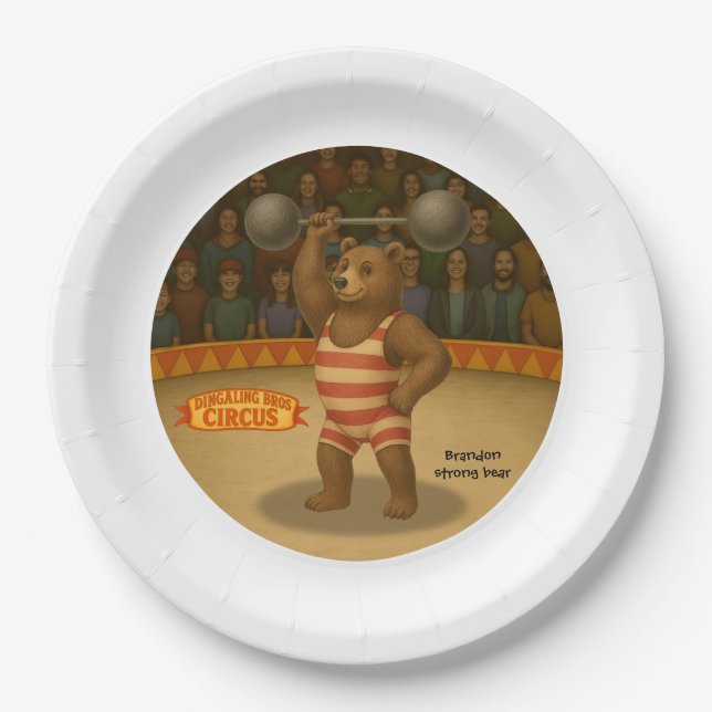 Brandon, circus strong bear paper plate (Front)