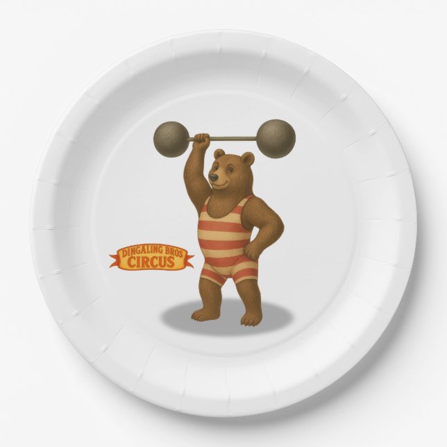 Brandon, circus strong-bear paper plate (Front)