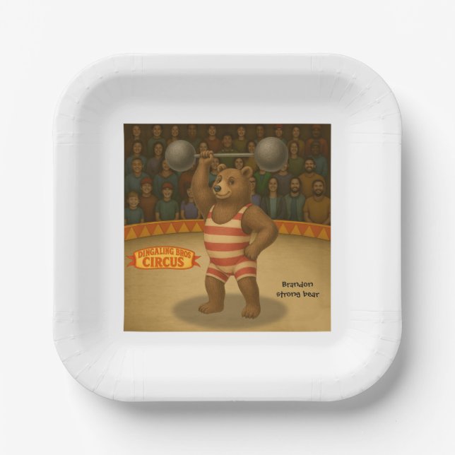Brandon, circus strong bear paper plate (Front)