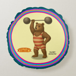 Brandon, circus strong bear round cushion