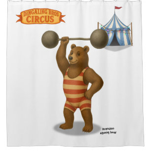 Brandon, circus strong bear shower curtain