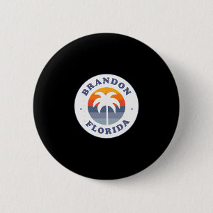 Brandon Florida Fl Retro Sunset Palm Tree Souvenir 6 Cm Round Badge