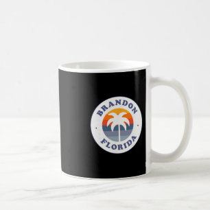 Brandon Florida Fl Retro Sunset Palm Tree Souvenir Coffee Mug