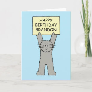 Brandon Happy Birthday Cartoon Cat Card