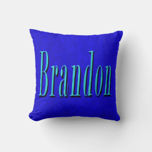 Brandon Name Blue Logo, On Blue Mosaic Cushion