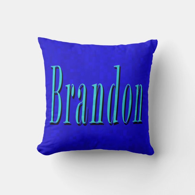 Brandon Name Blue Logo, On Blue Mosaic Cushion (Front)