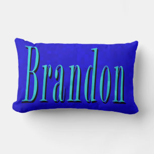 Brandon Name Blue Logo, On Blue Mosaic Lumbar Cushion