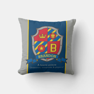Brandon name meaning shield red blue pillow