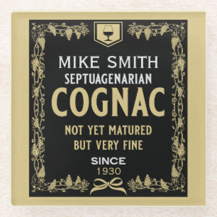 Brandy Lover Septuagenarian Birthday Glass Coaster
