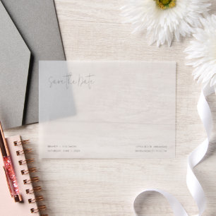 Brandy Simple Modern Wedding Save the Date Vellum Invitations