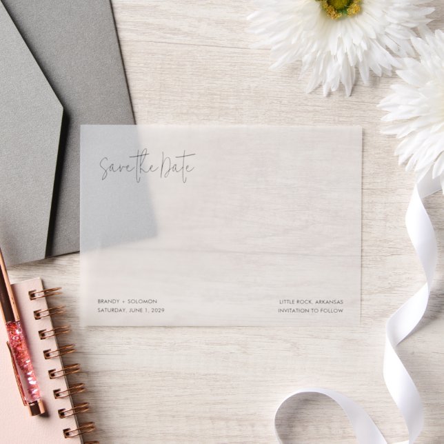 Brandy Simple Modern Wedding Save the Date Vellum Invitations (Wedding)