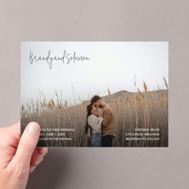 Brandy Simple Photo Modern Wedding Acrylic Invitations (Insitu (Handheld))