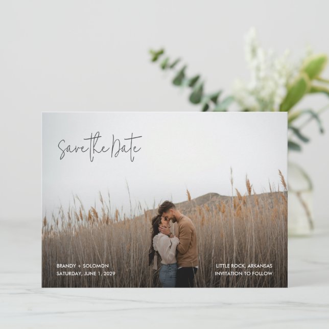 Brandy Simple Photo Modern Wedding Save The Date (Standing Front)