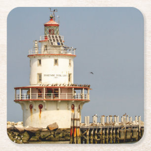 Brandywine Shoal Lighthouse Square Paper Coaster