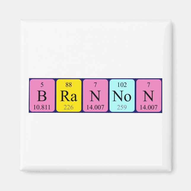 Brannon periodic table name magnet (Front)