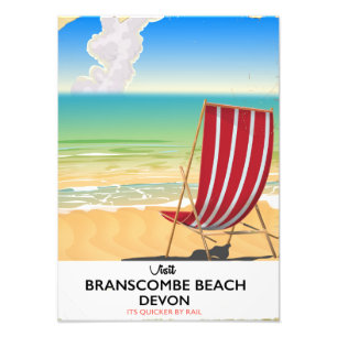 Branscombe Beach Devon vintage seaside poster