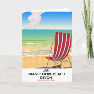 Branscombe Beach Devon vintage seaside poster Holiday Card