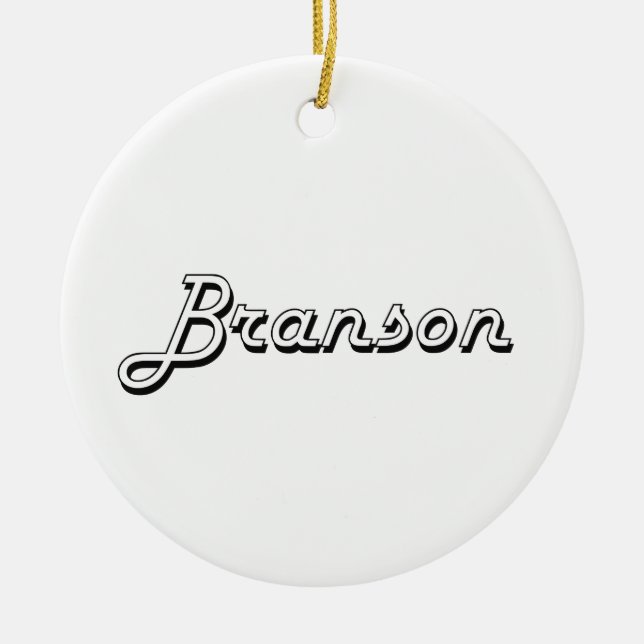 Branson Classic Retro Name Design Ceramic Tree Decoration (Front)
