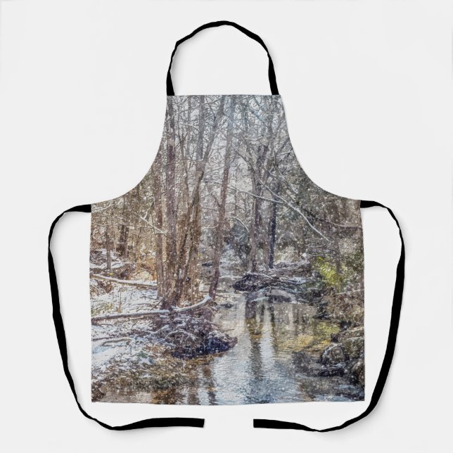 Branson Fall Creek Winter Snow Painterly Apron (Front)