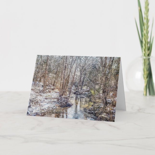 Branson Fall Creek Winter Snow Painterly Card (Front)