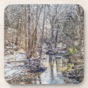 Branson Fall Creek Winter Snow Painterly Coaster