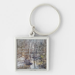Branson Fall Creek Winter Snow Painterly Keychain