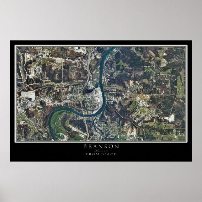 Branson Missouri Satellite Poster Map (Front)
