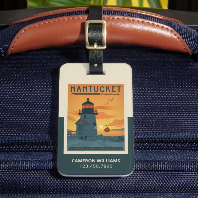 Brant Point Lighthouse | Nantucket MA Luggage Tag (Front Insitu 2)