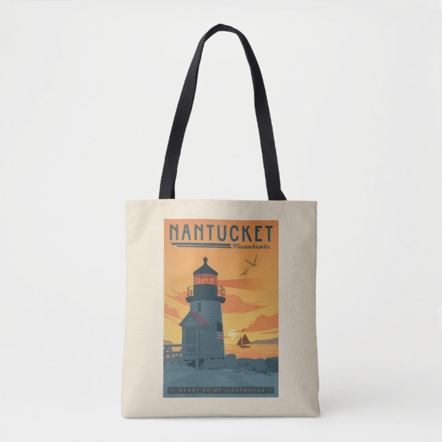 Brant Point Lighthouse | Nantucket MA Tote Bag (Front)
