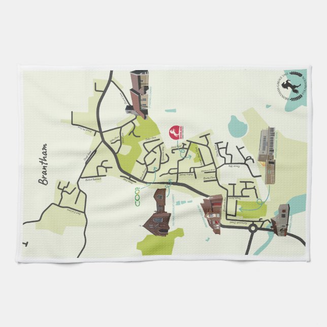 Brantham Map Tea Towel (Horizontal)