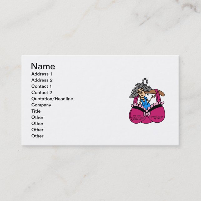 Bras and Wrinkles Humour Business Card (Front)