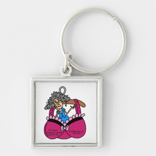 Bras and Wrinkles Humour Key Ring (Front)